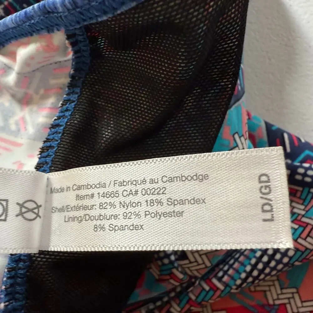 Canada Tankini Top Womens Large Blue Fair Isle Swim Coastal Vacation Resortwear